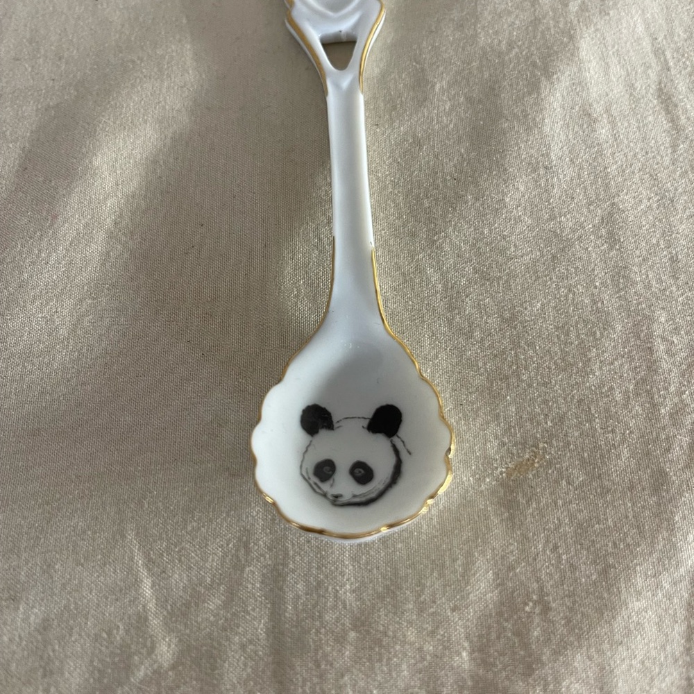 Vintage Reutter Germany Panda Bear White Gold Spoon Porcelain Collector’s Rare - Picture 3 of 6